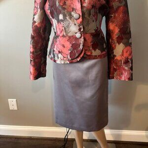 KASPER BEAUTIFUL SALMON AND TAUPE SKIRT - SZ 12